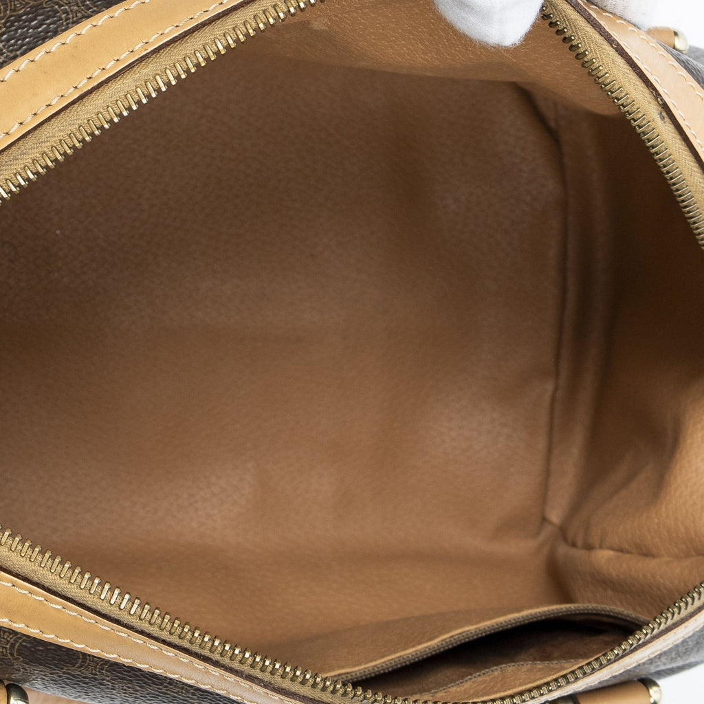 Celine Small Boston Beige Brown Macadam Canvas Shoulder Bag — view 9
