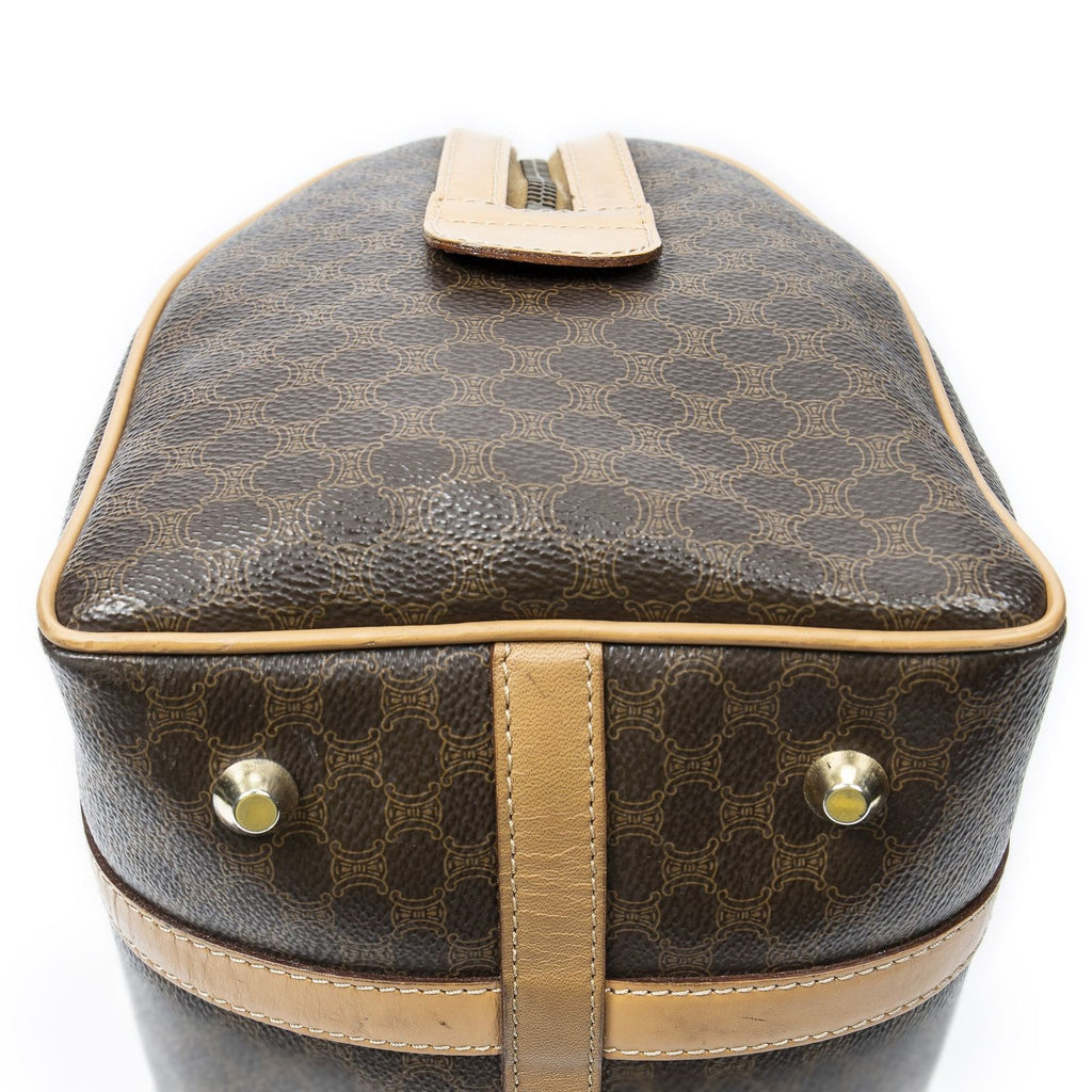 Celine Small Boston Beige Brown Macadam Canvas Shoulder Bag — view 7