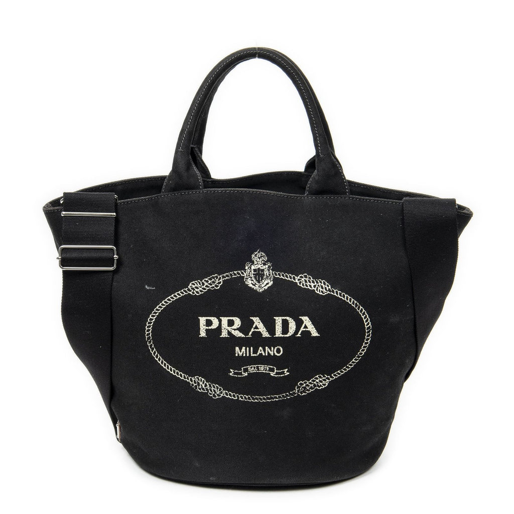 Prada GST Tote Black Canapa Canvas