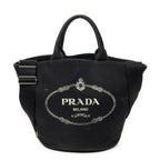 Prada GST Tote Black Canapa Canvas