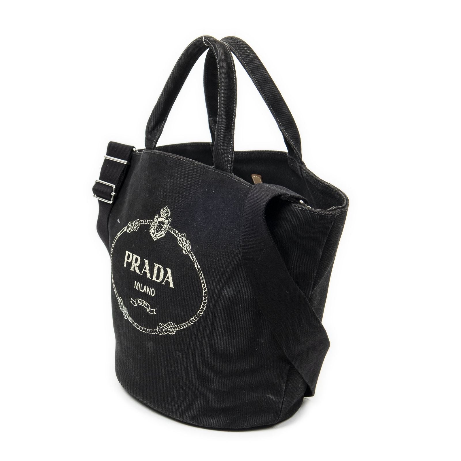 Prada GST Tote Black Canapa Canvas — view 2