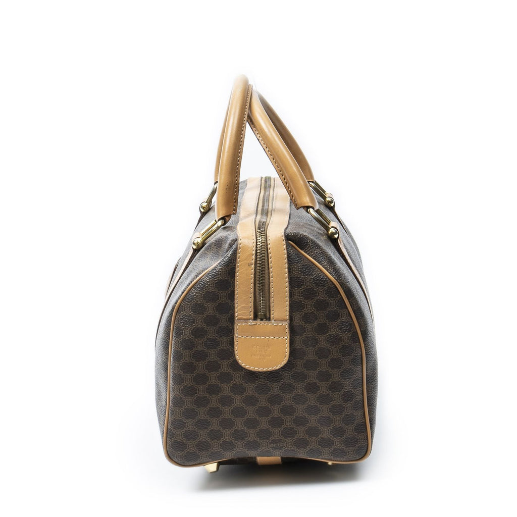 Celine Small Boston Brown Beige Macadam Canvas Shoulder Bag — view 3