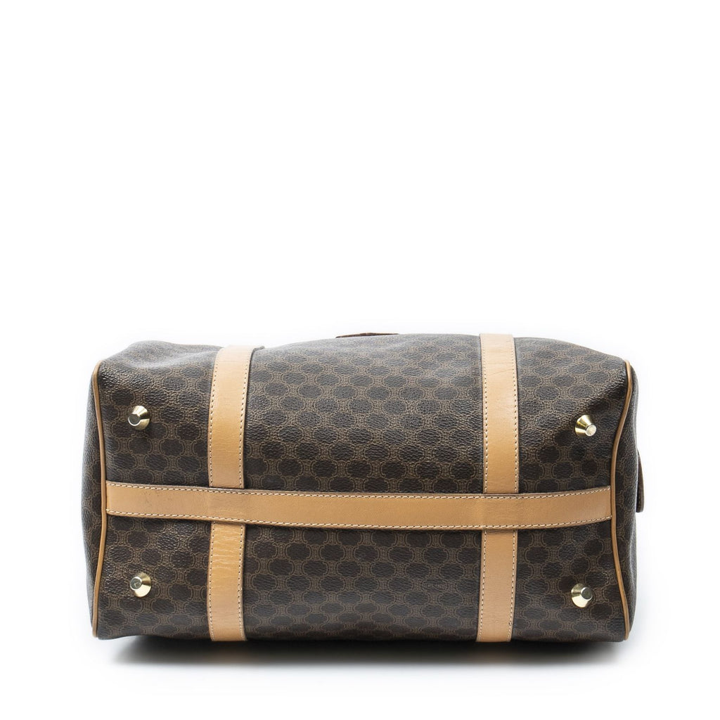 Celine Small Boston Brown Beige Macadam Canvas Shoulder Bag — view 6