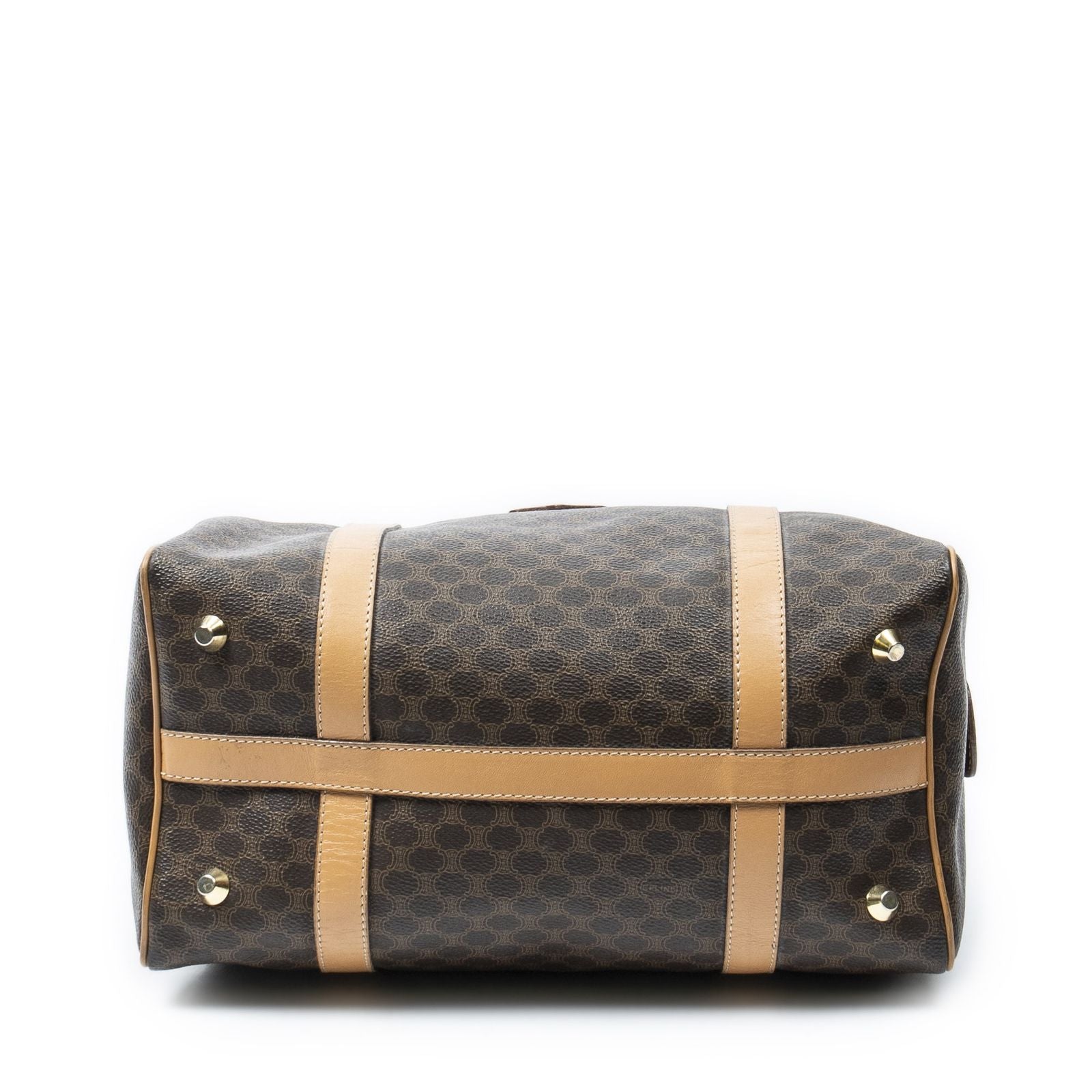 Celine Small Boston Brown Beige Macadam Canvas Shoulder Bag — view 6