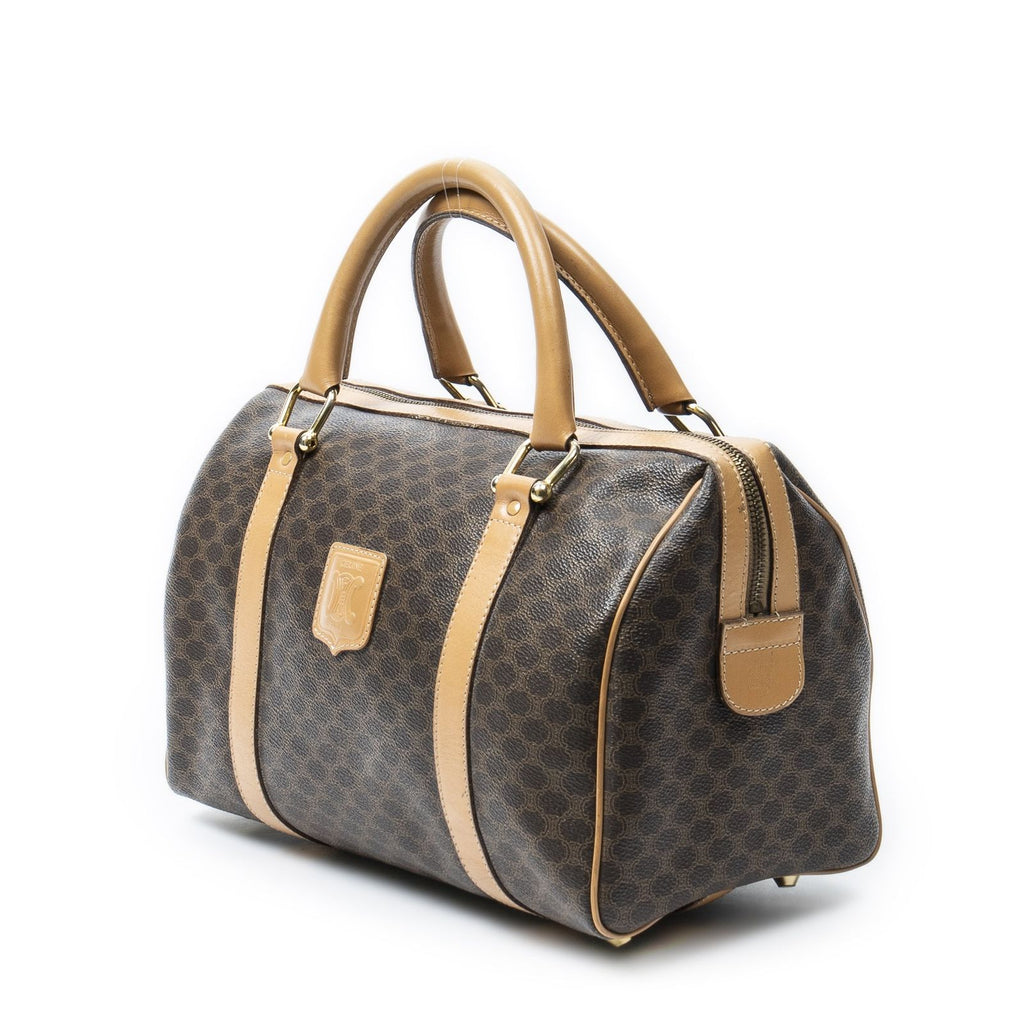 Celine Small Boston Brown Beige Macadam Canvas Shoulder Bag — view 2