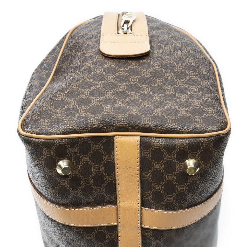 Celine Small Boston Brown Beige Macadam Canvas Shoulder Bag — view 8