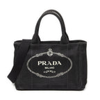 Prada Canapa Small Tote Black Canvas