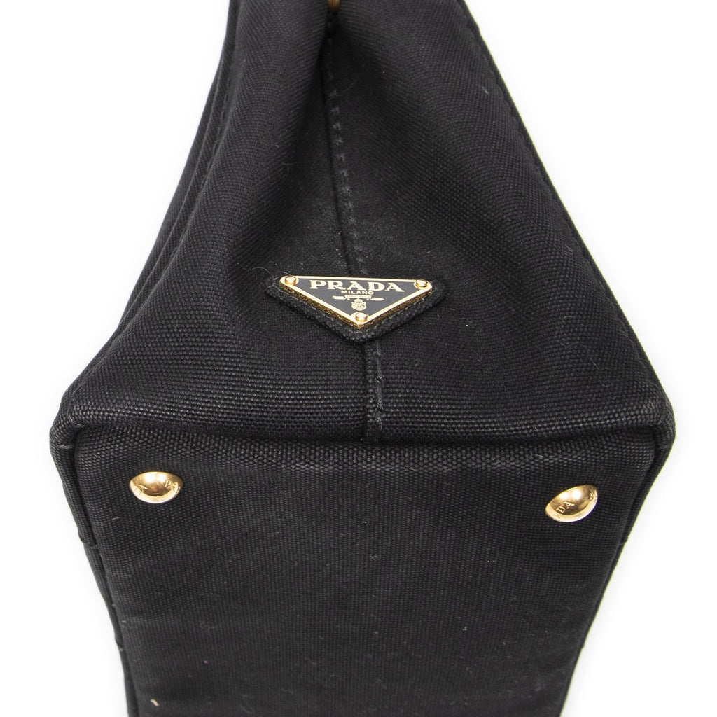 Prada Canapa Small Tote Black Canvas — view 7