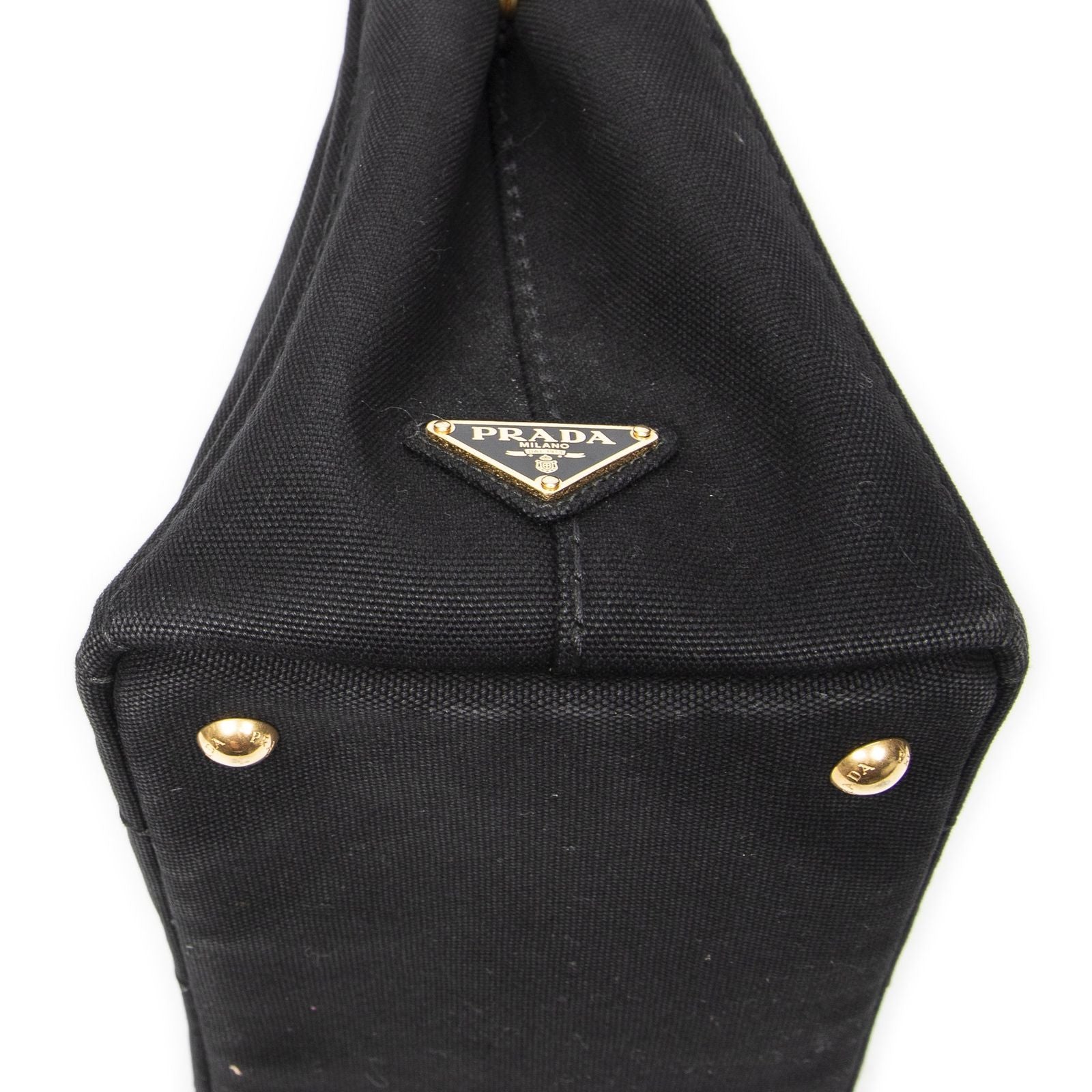 Prada Canapa Small Tote Black Canvas — view 7