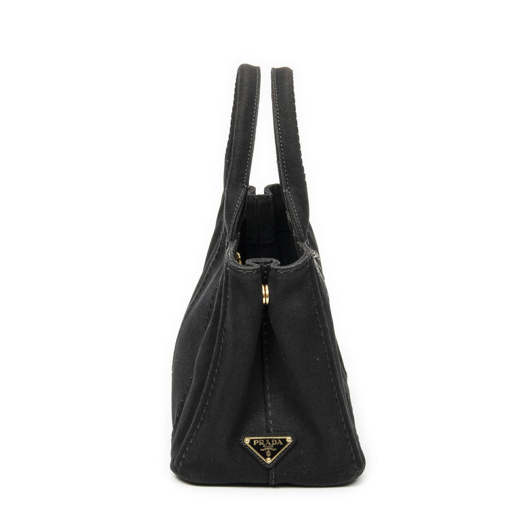 Prada Canapa Small Tote Black Canvas — view 4