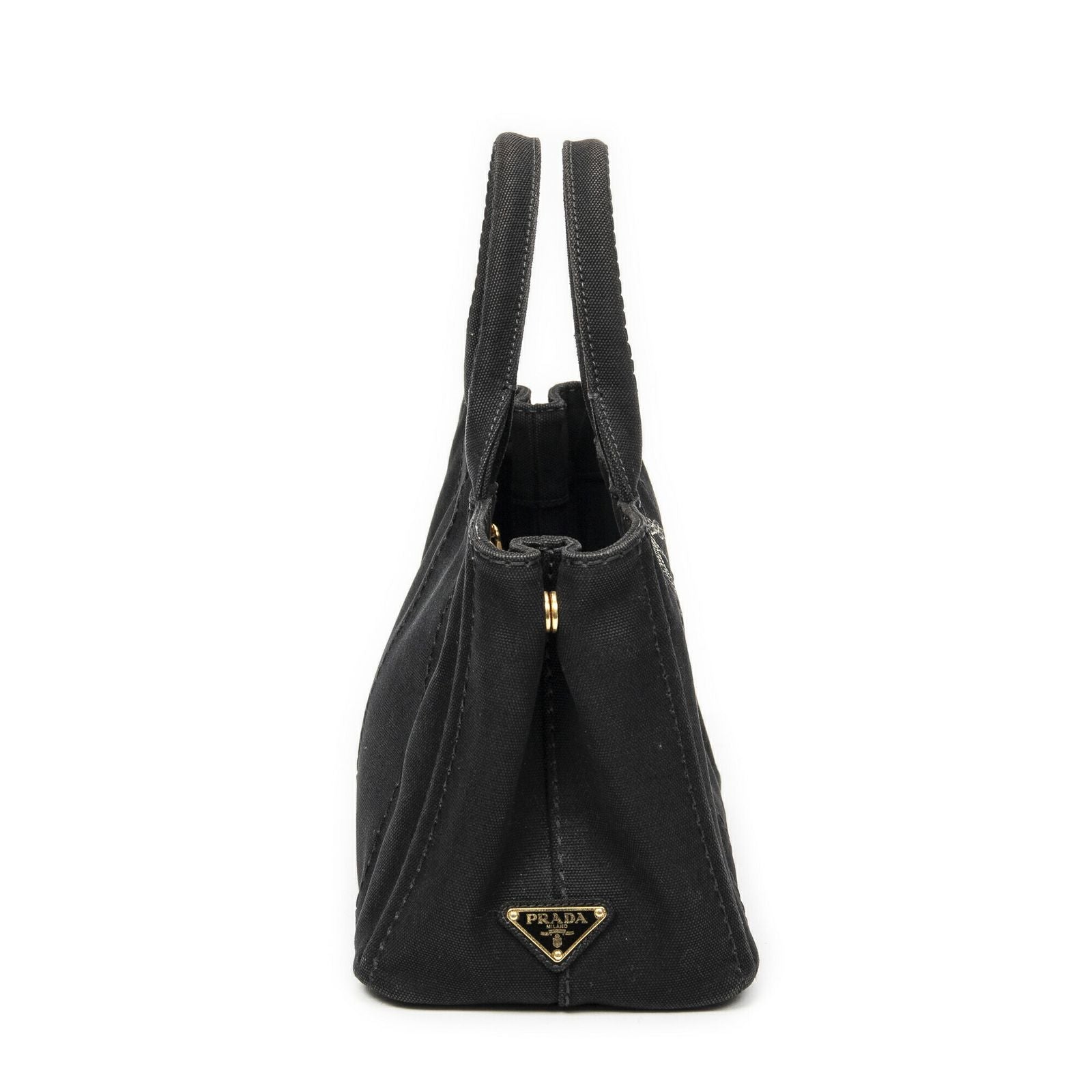Prada Canapa Small Tote Black Canvas — view 4