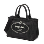 Prada Canapa Small Tote Black Canvas — view 2