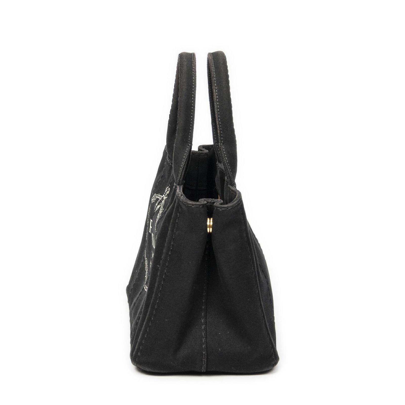 Prada Canapa Small Tote Black Canvas — view 3