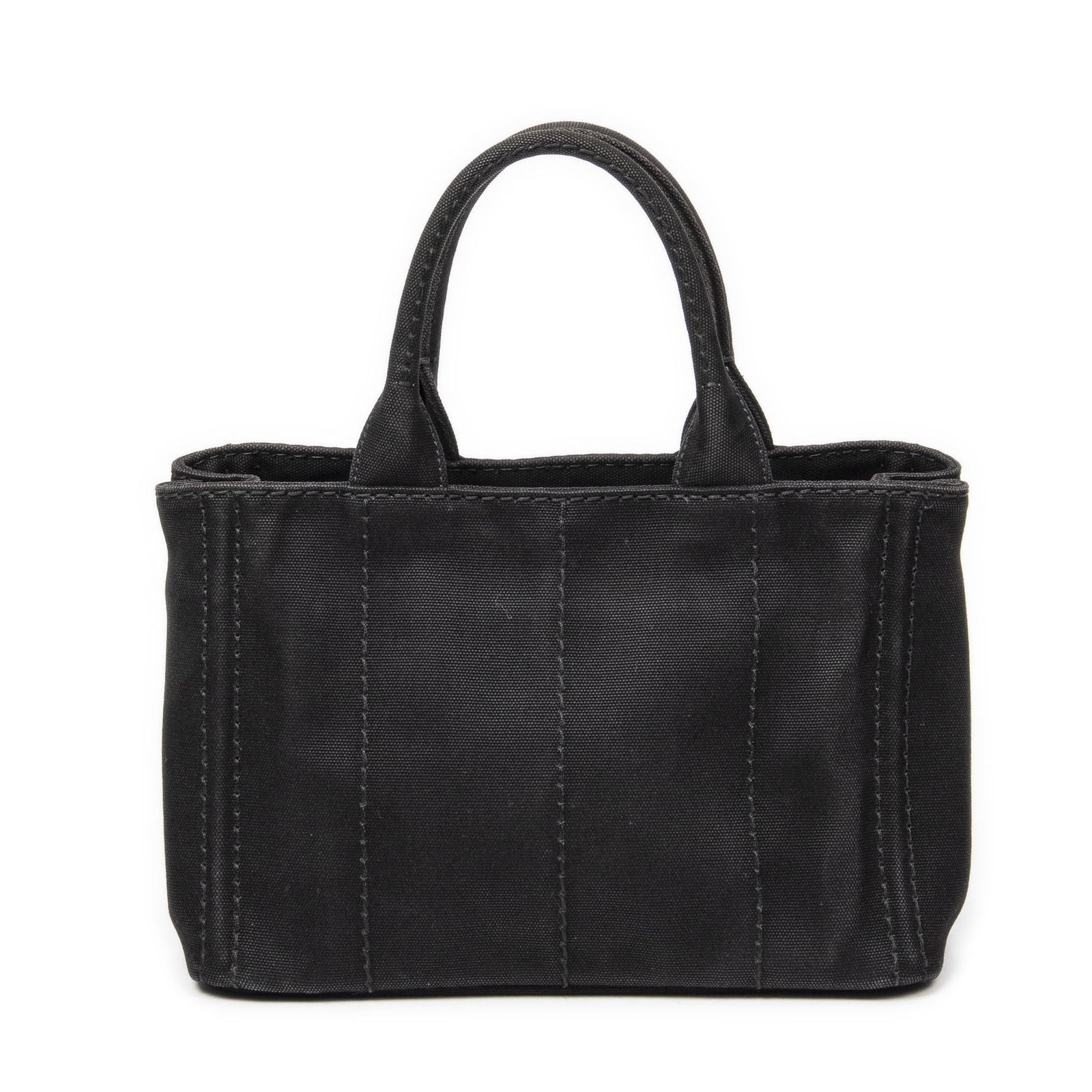 Prada Canapa Small Tote Black Canvas — view 5