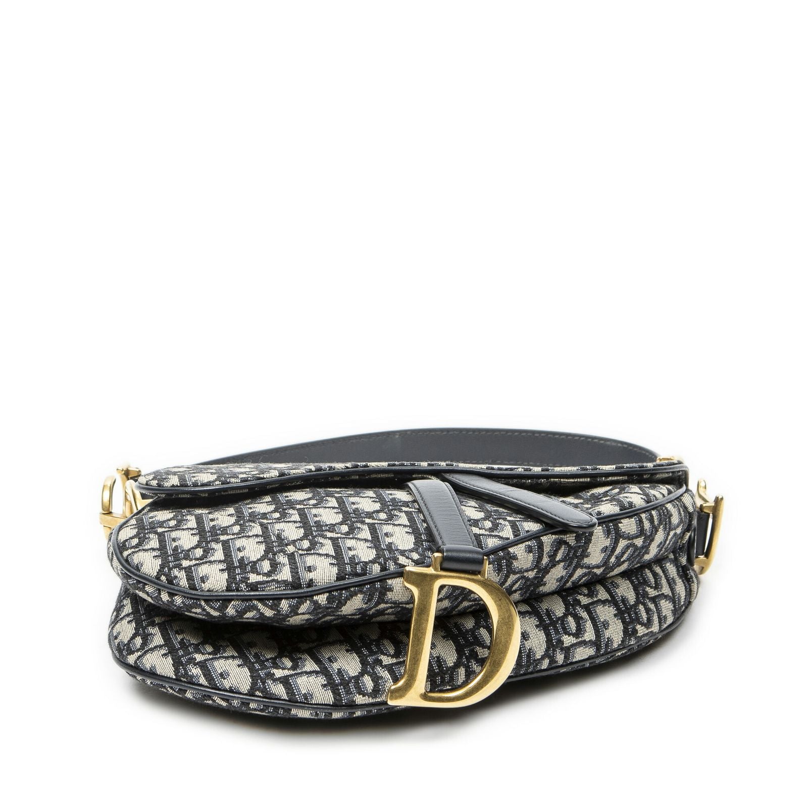 Dior New Saddle Bag Navy Beige Oblique Peacock Canvas — view 6