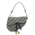 Dior New Saddle Bag Navy Beige Oblique Peacock Canvas