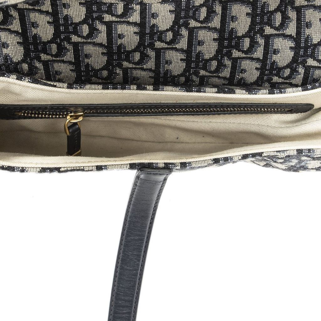 Dior New Saddle Bag Navy Beige Oblique Peacock Canvas — view 8