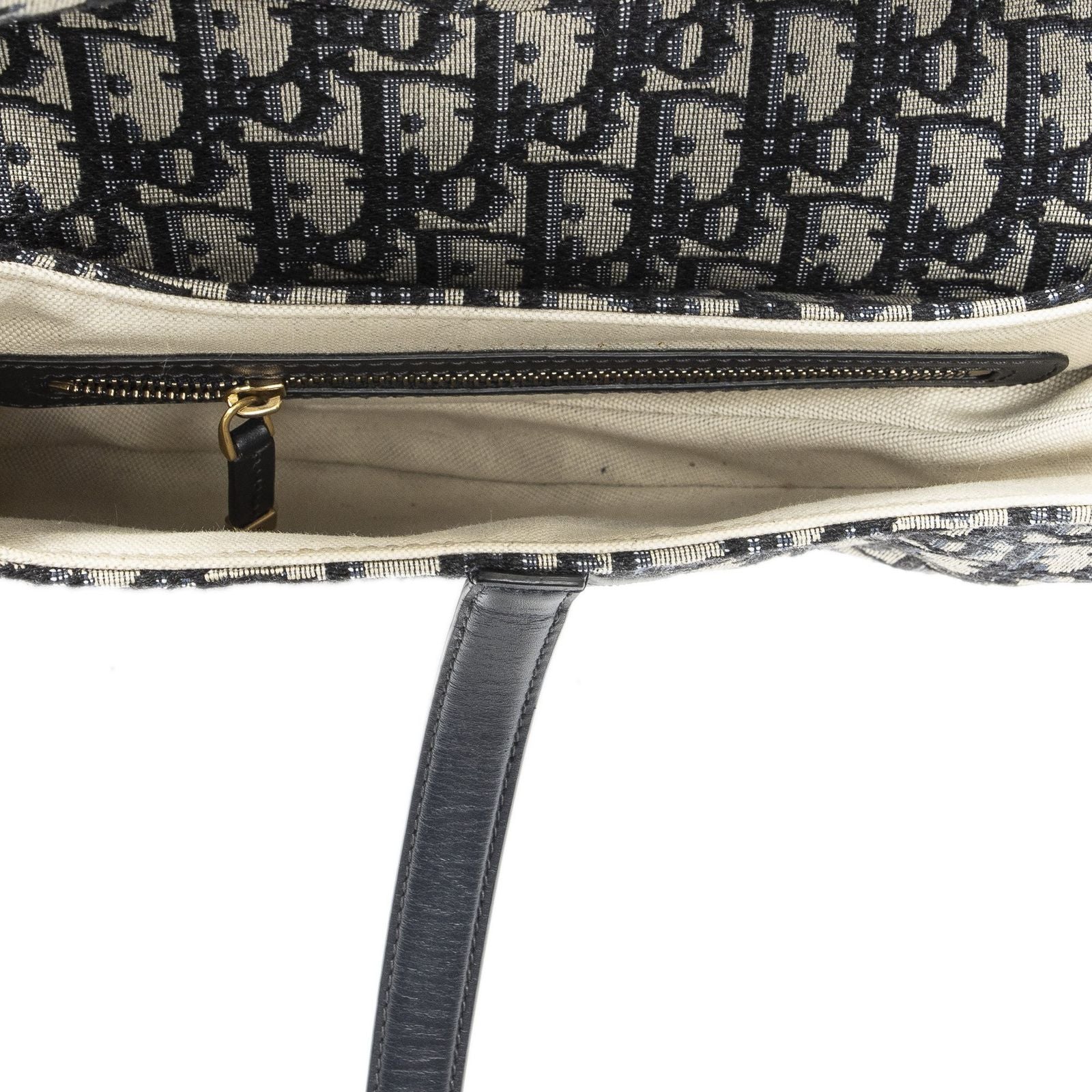 Dior New Saddle Bag Navy Beige Oblique Peacock Canvas — view 8