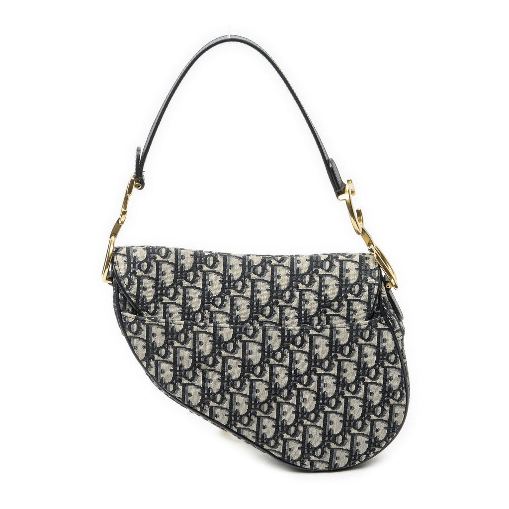 Dior New Saddle Bag Navy Beige Oblique Peacock Canvas — view 5
