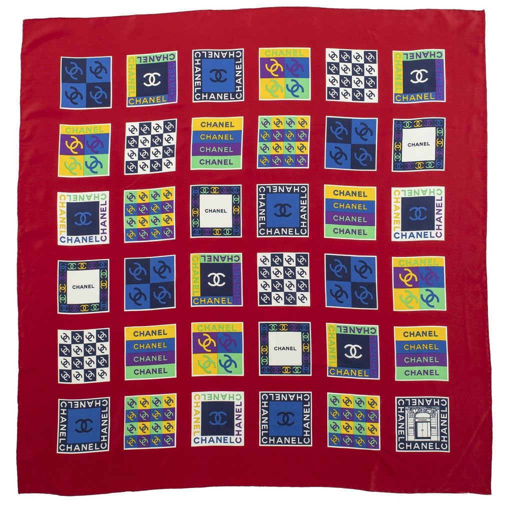 Chanel Scarf Red Silk — view 2