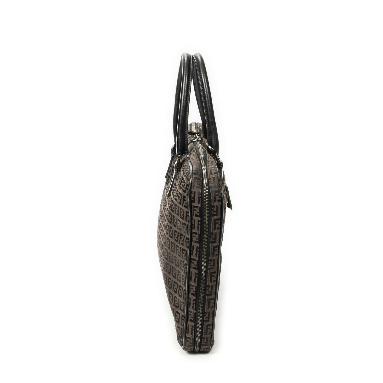 Fendi Vintage Briefcase Dark Brown Black Zucchino Canvas — view 4