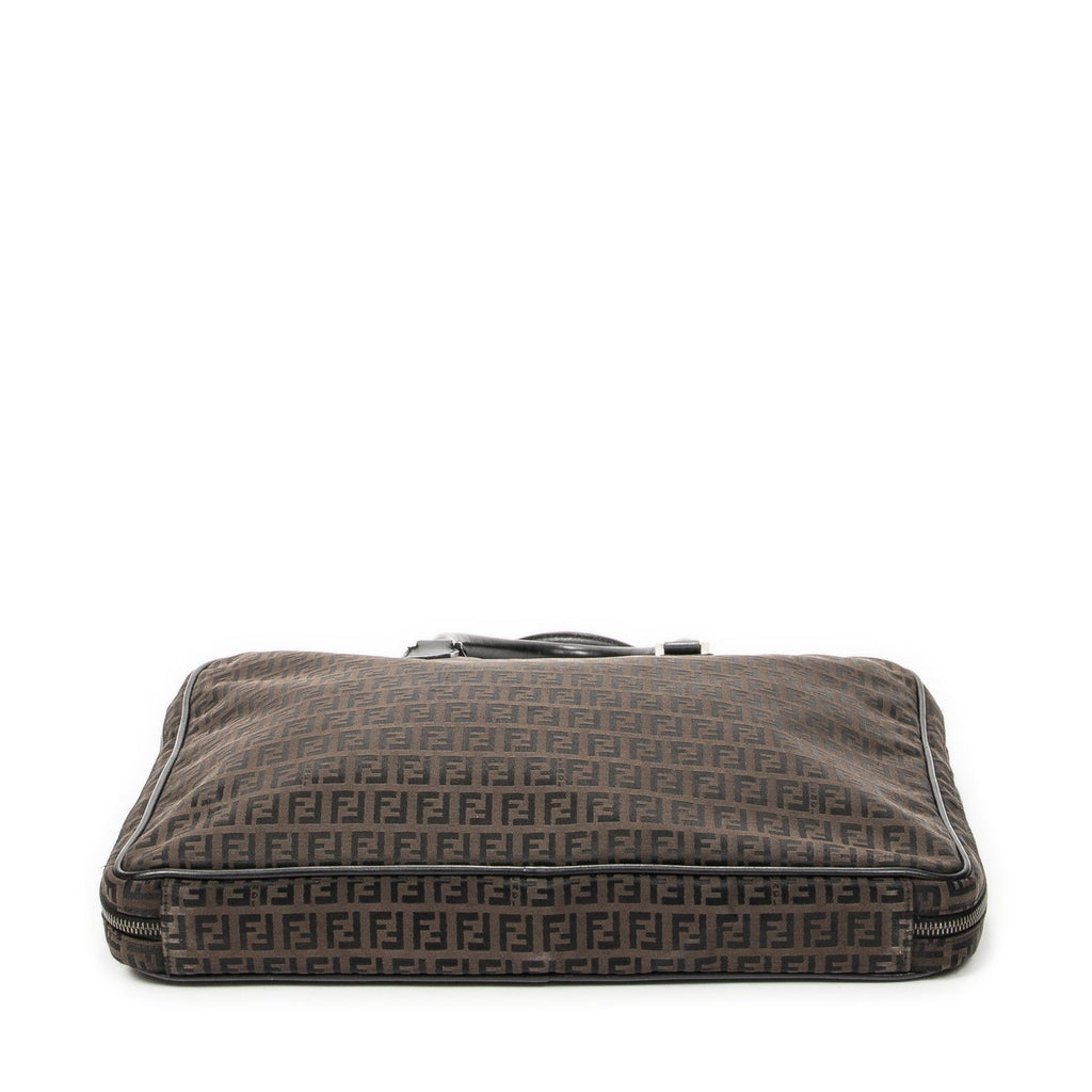 Fendi Vintage Briefcase Dark Brown Black Zucchino Canvas — view 6