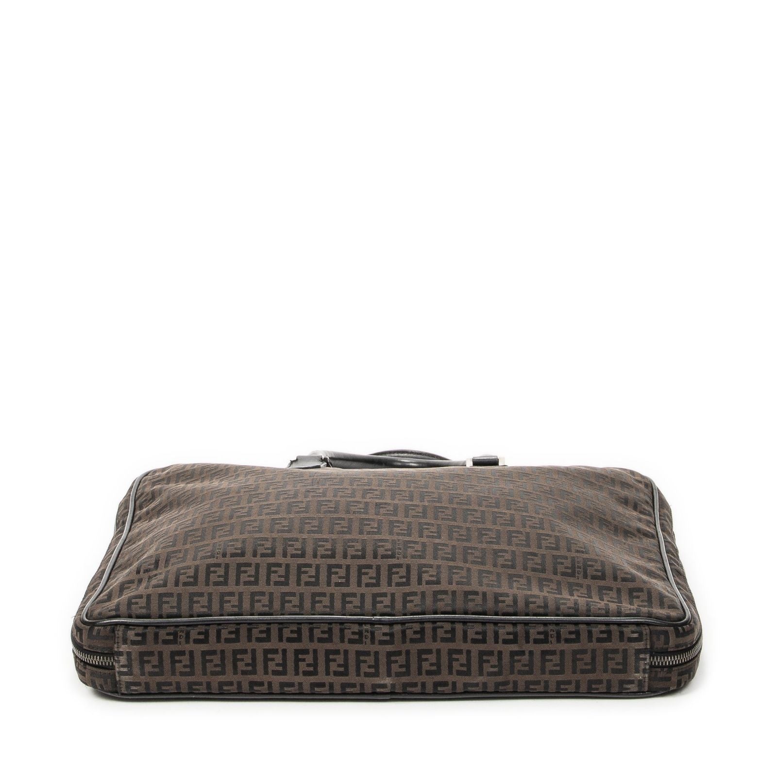 Fendi Vintage Briefcase Dark Brown Black Zucchino Canvas — view 6