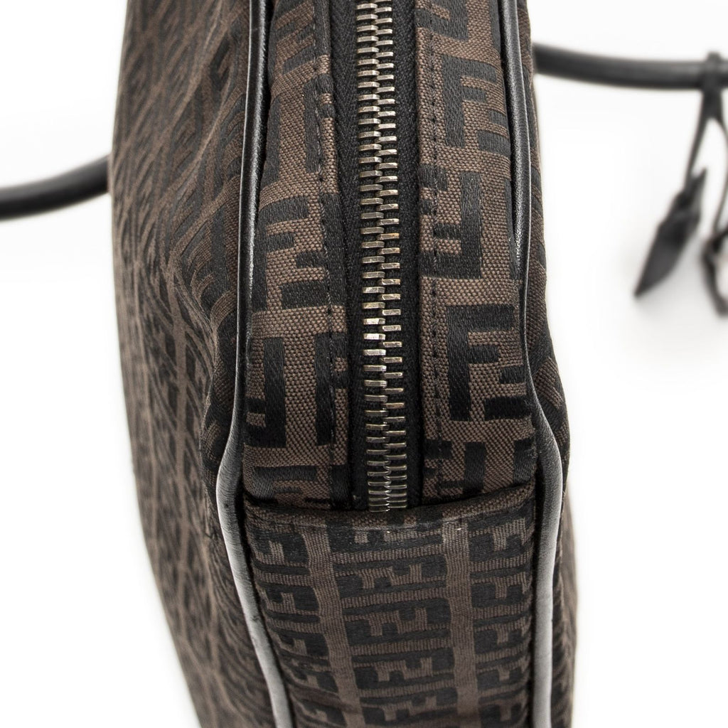 Fendi Vintage Briefcase Dark Brown Black Zucchino Canvas — view 8