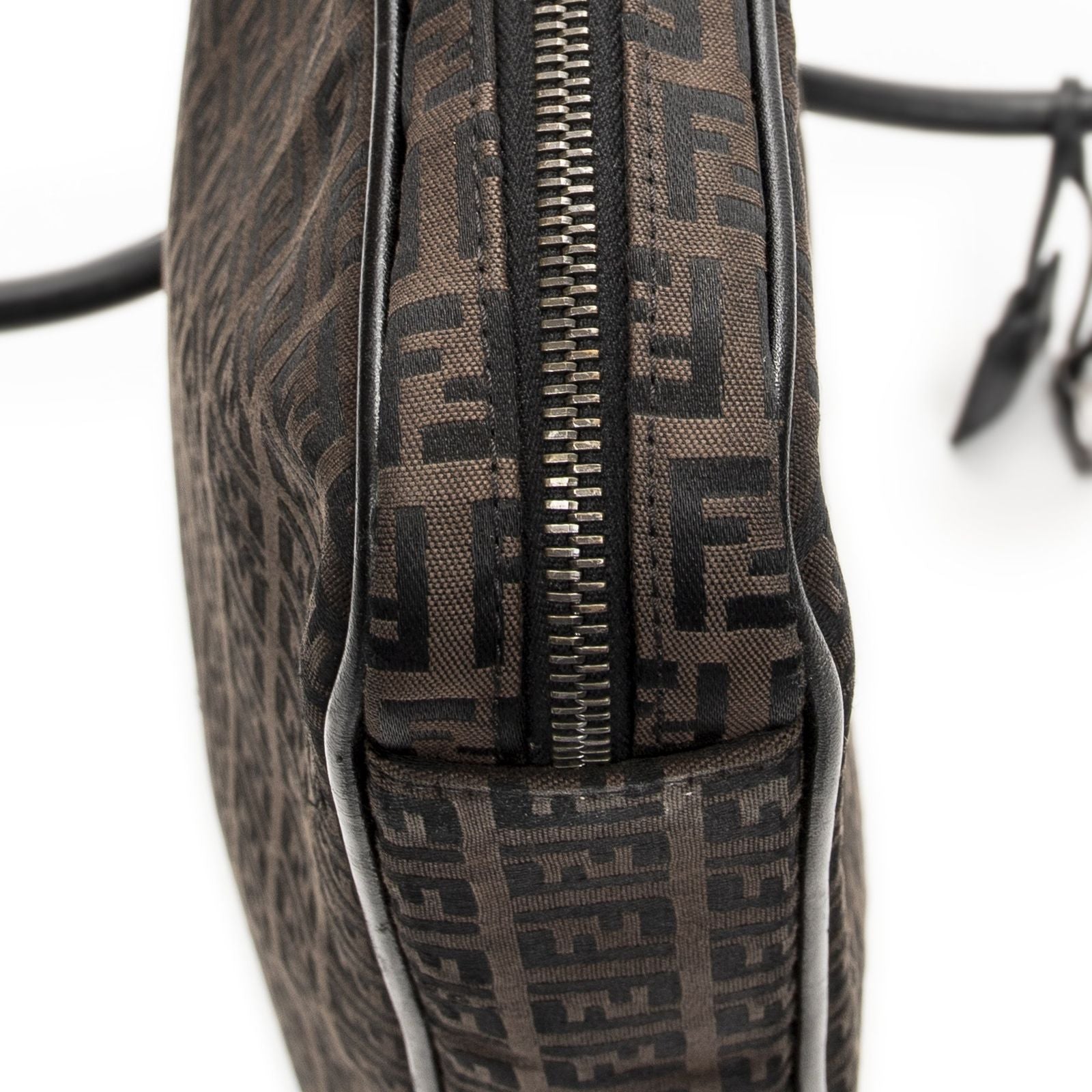 Fendi Vintage Briefcase Dark Brown Black Zucchino Canvas — view 8