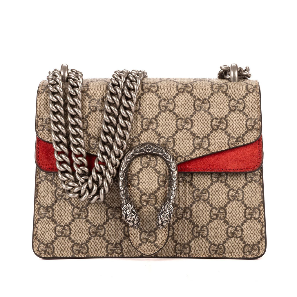 Gucci Dionysus Beige Red Supreme Canvas Suede