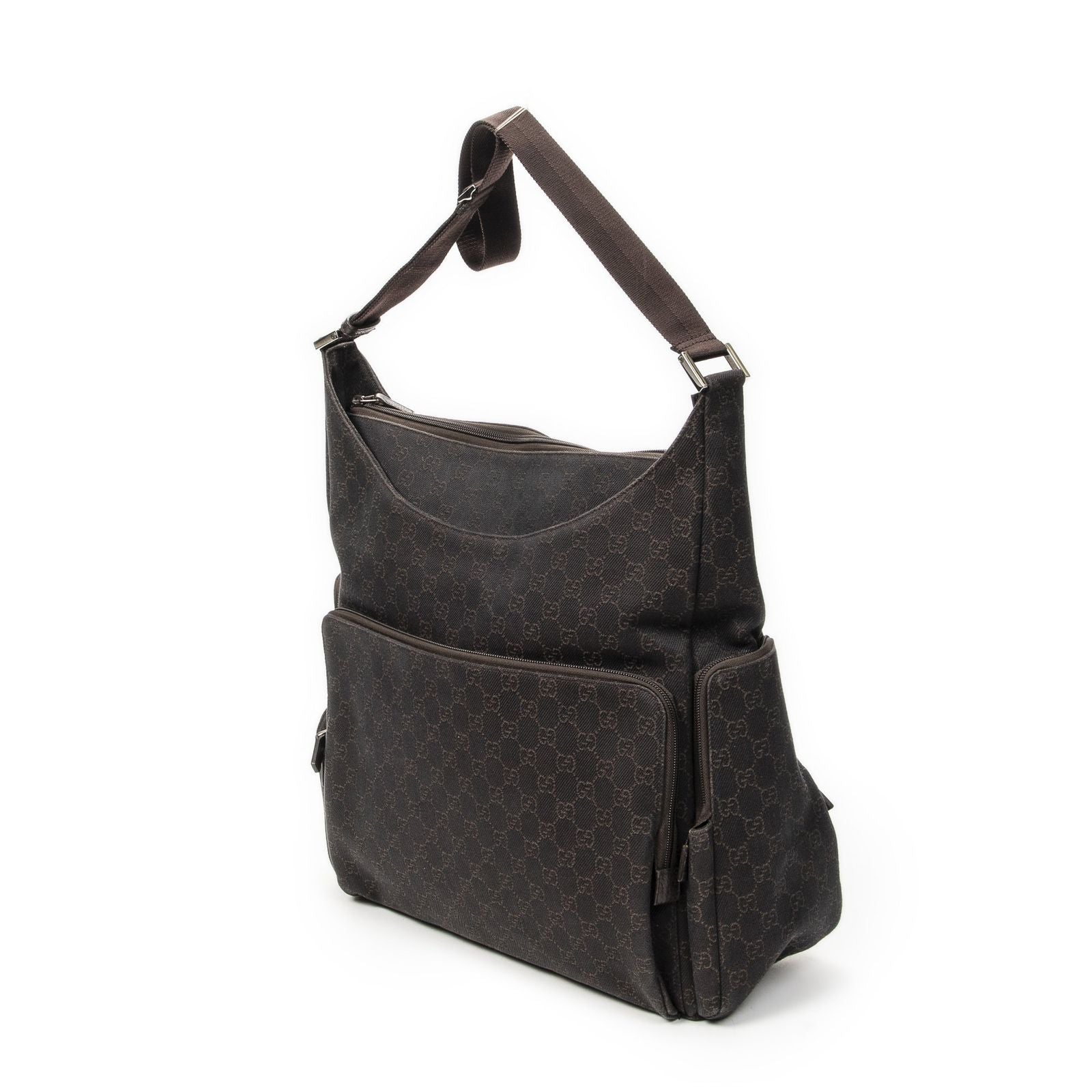 Gucci Large Front Pocket Messenger Dark Brown GG Denim Canvas — view 2