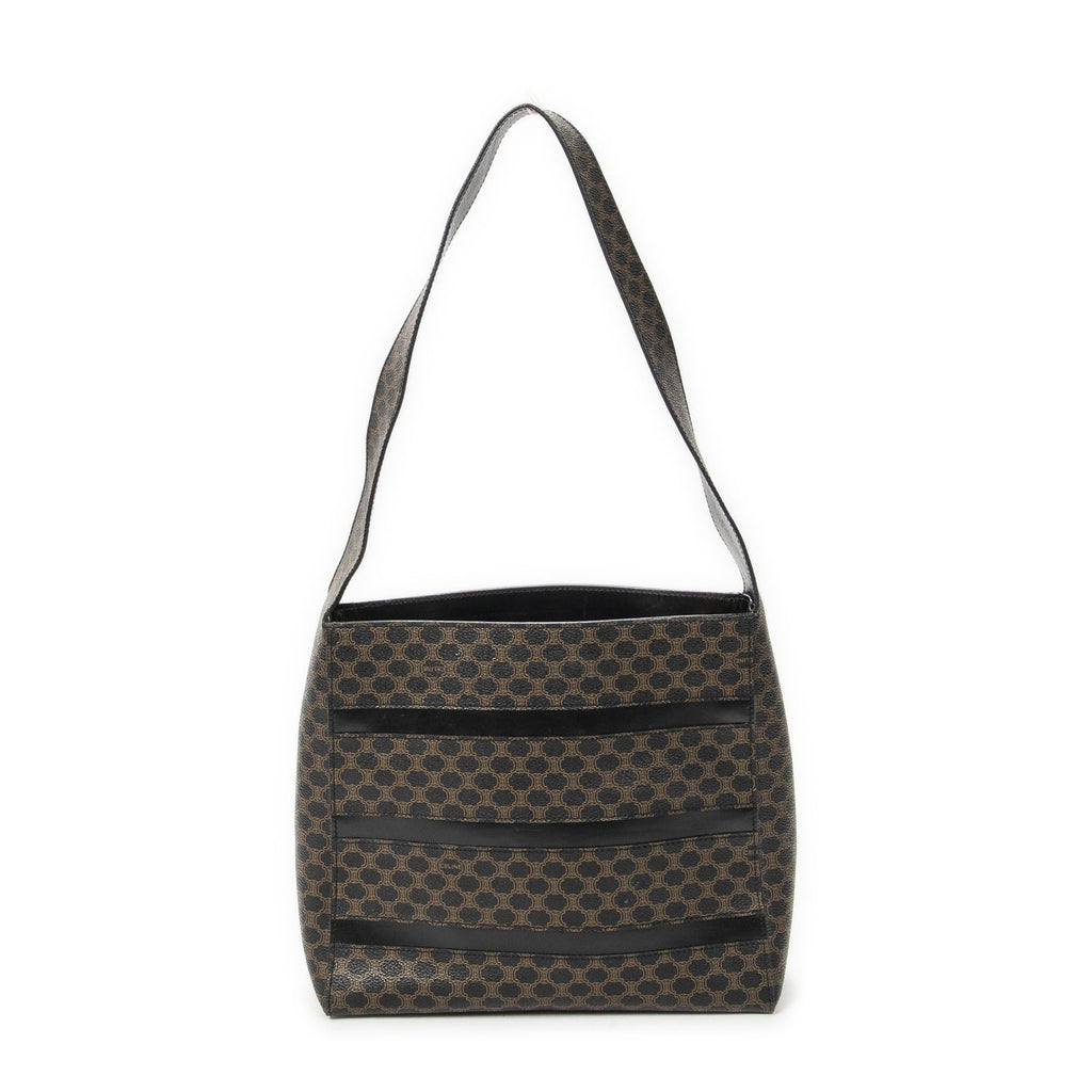 Celine Vintage the Shoulder Hobo Black Brown Macadam Canvas — view 5