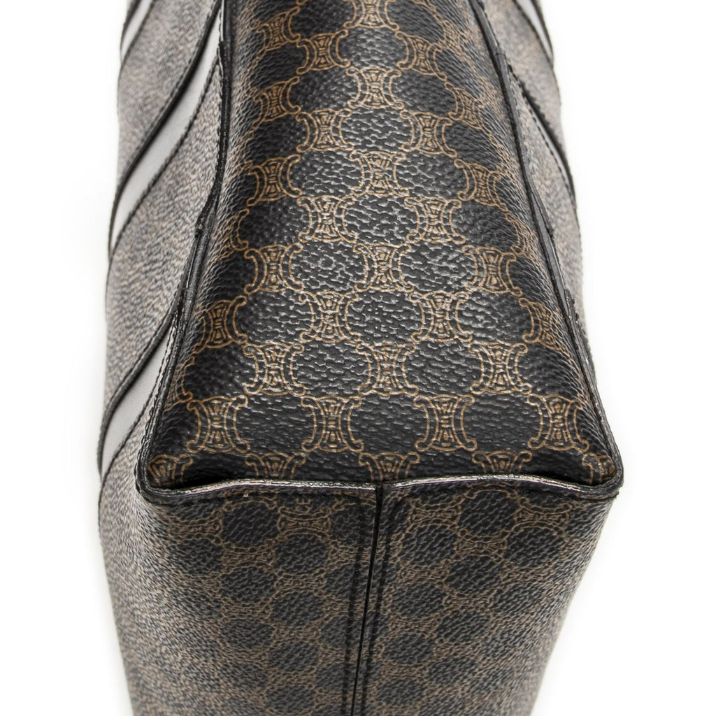 Celine Vintage the Shoulder Hobo Black Brown Macadam Canvas — view 8