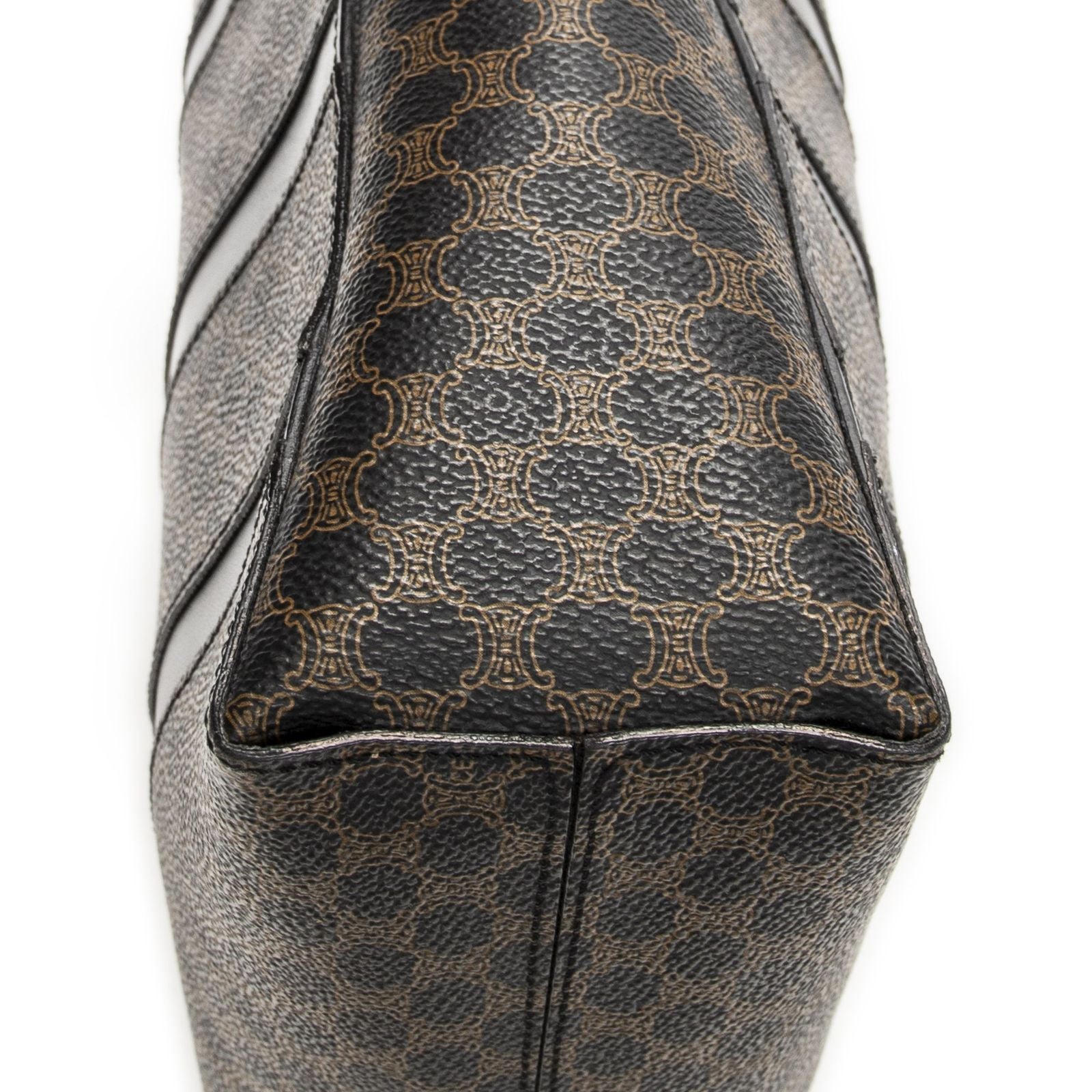 Celine Vintage the Shoulder Hobo Black Brown Macadam Canvas — view 8
