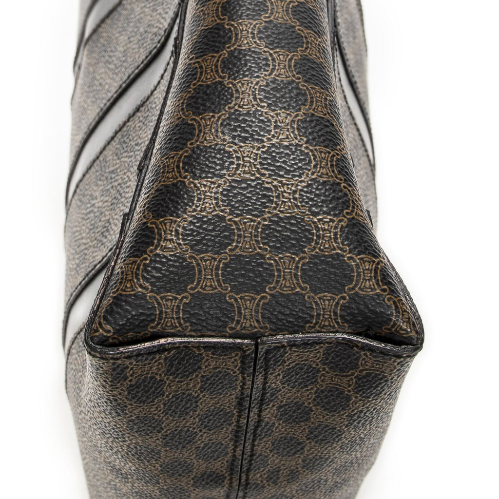 Celine Vintage the Shoulder Hobo Black Brown Macadam Canvas — view 7