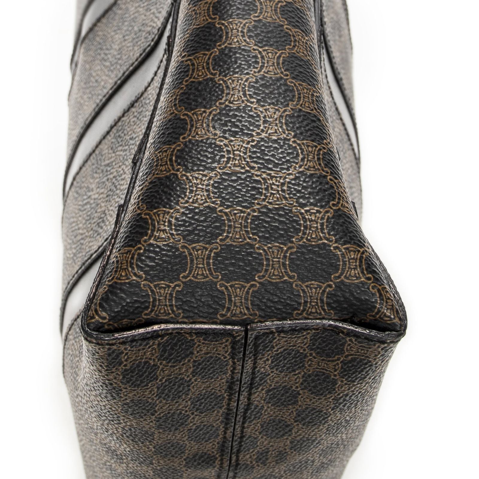 Celine Vintage the Shoulder Hobo Black Brown Macadam Canvas — view 7
