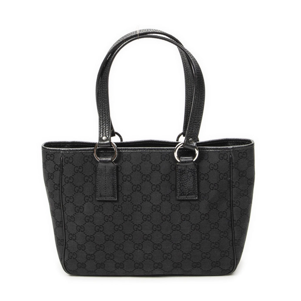 Gucci Small Shoulder Tote Black GG Canvas — view 5