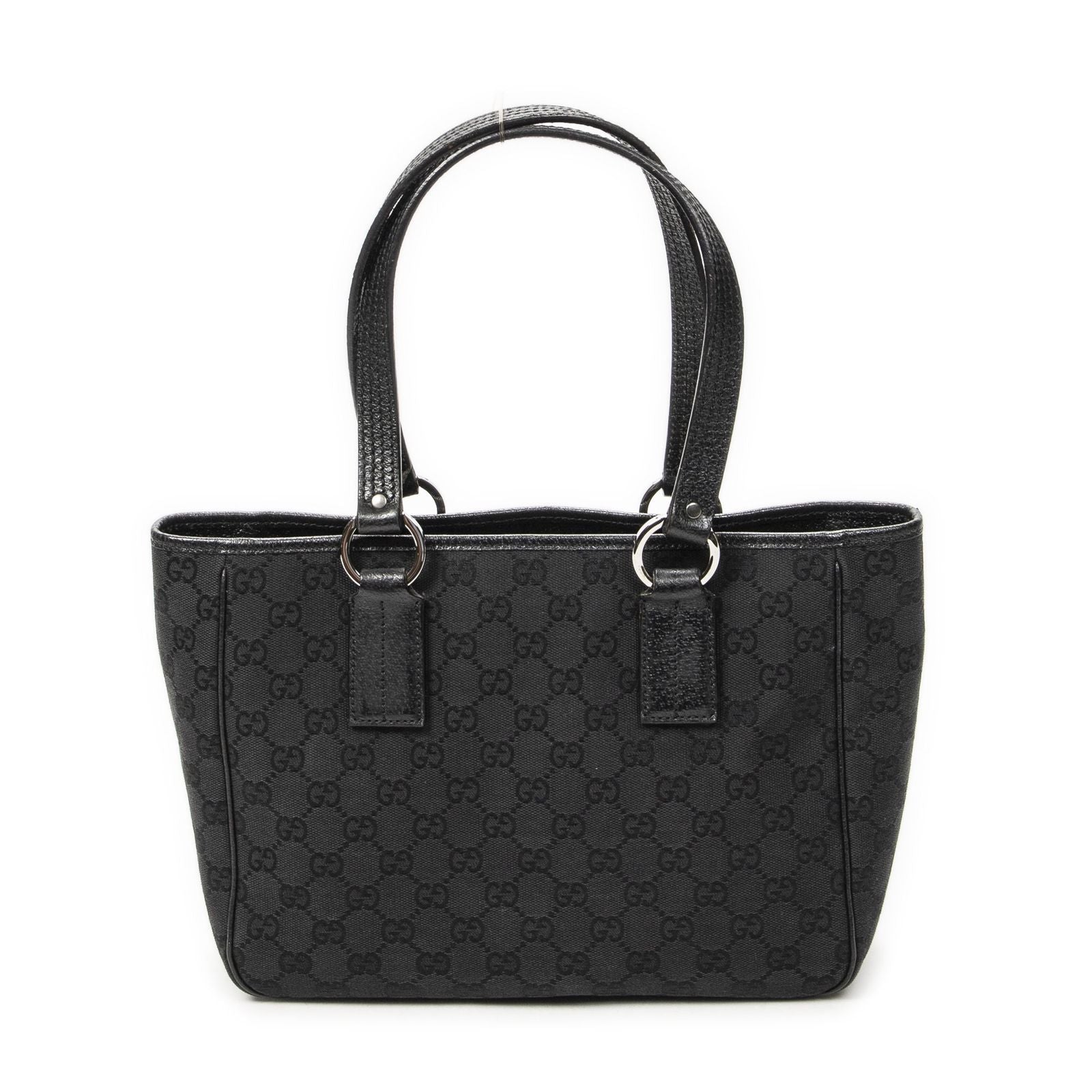 Gucci Small Shoulder Tote Black GG Canvas — view 5