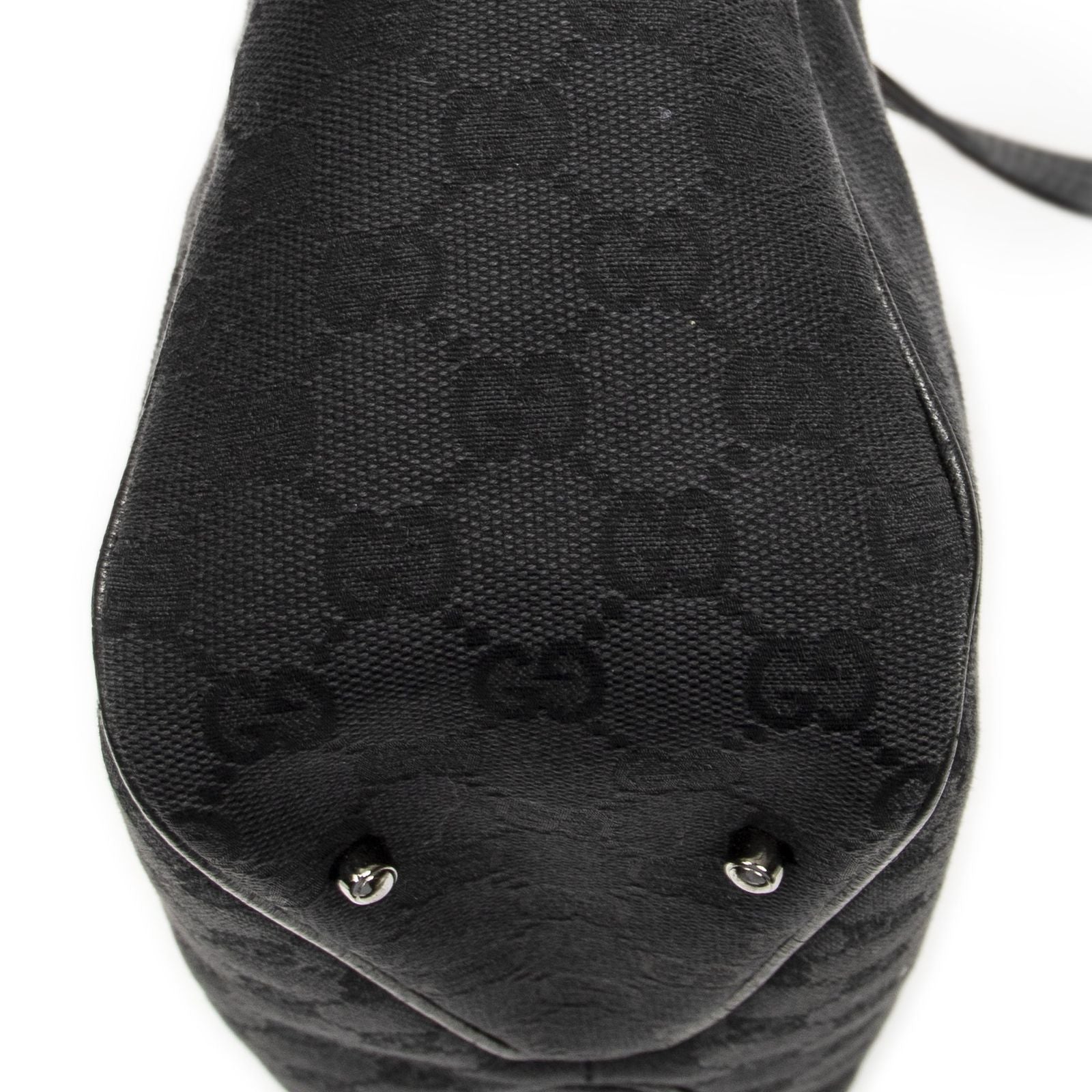 Gucci Small Shoulder Tote Black GG Canvas — view 8