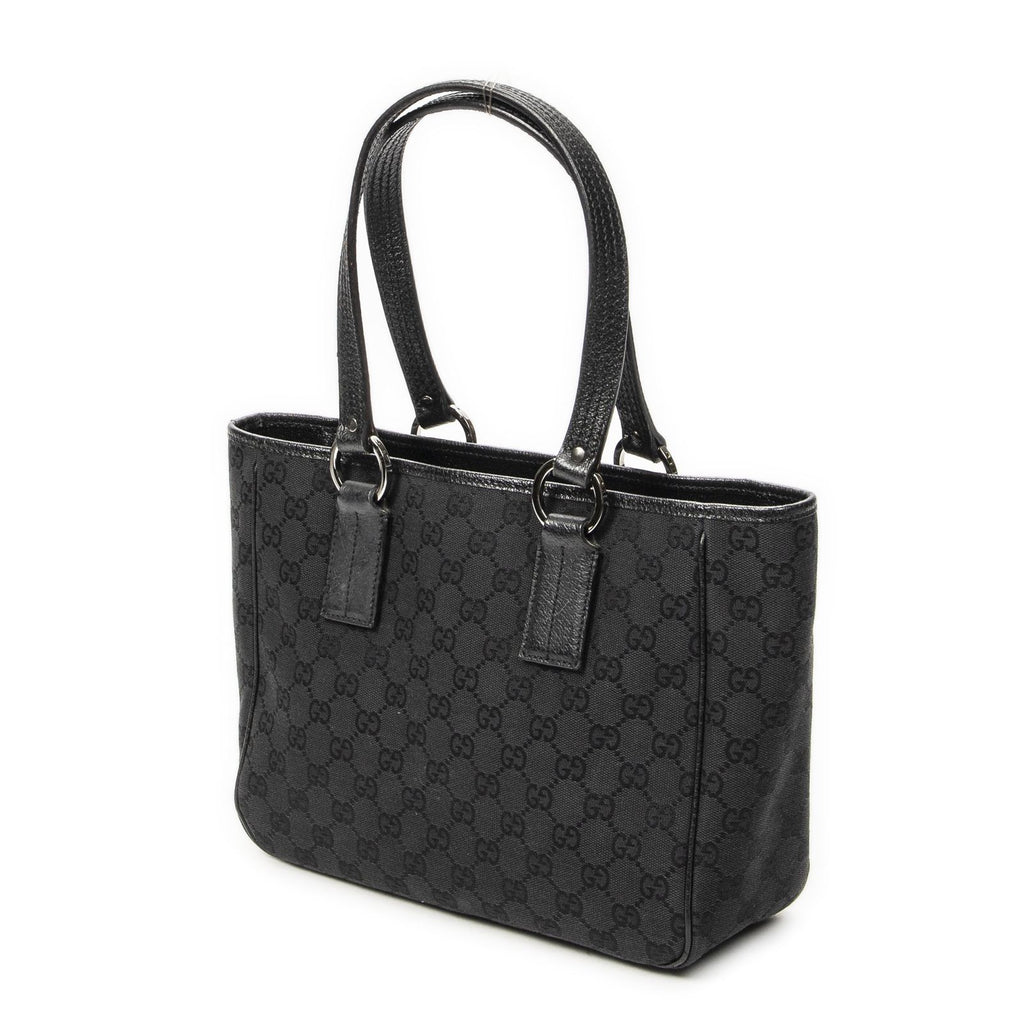 Gucci Small Shoulder Tote Black GG Canvas — view 2