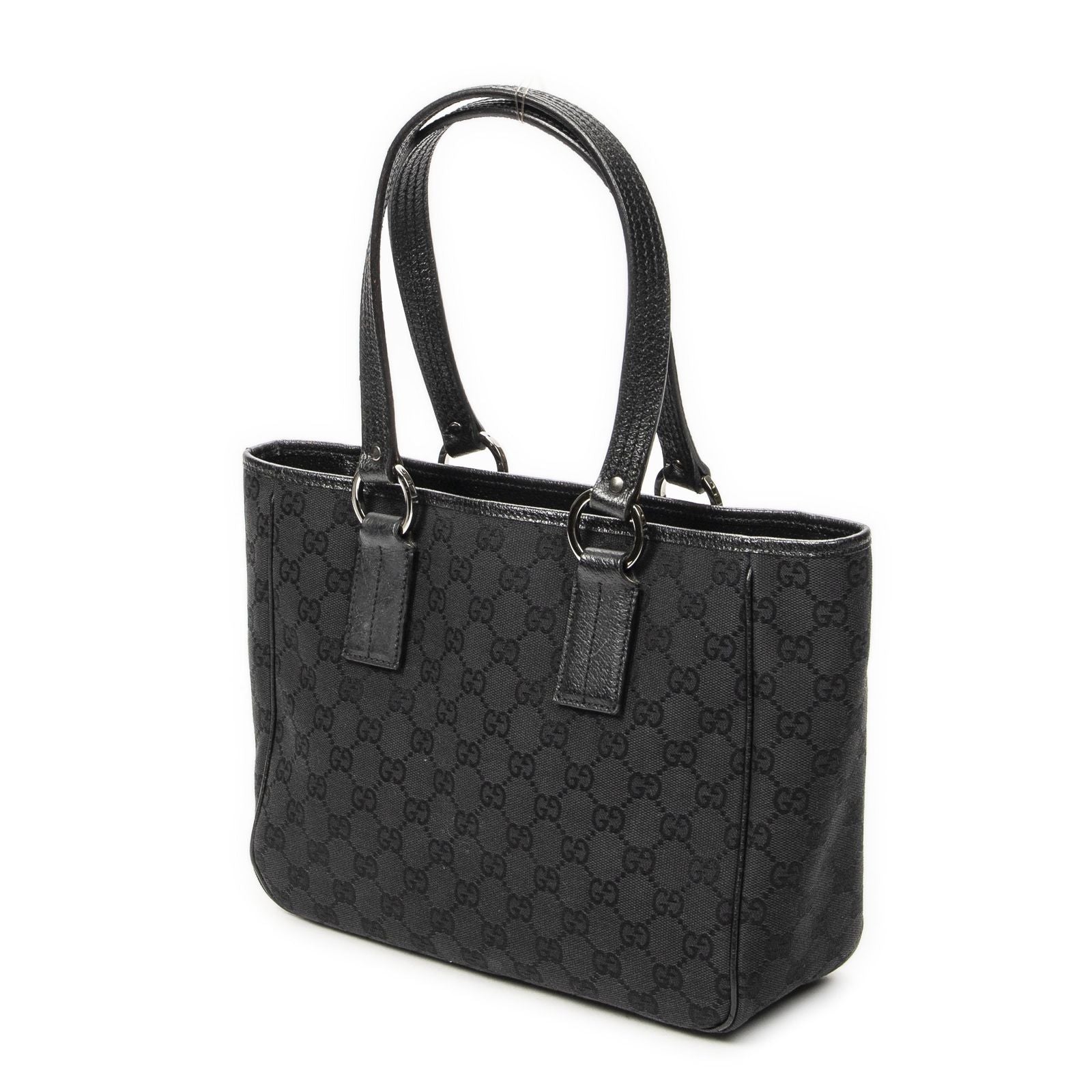 Gucci Small Shoulder Tote Black GG Canvas — view 2