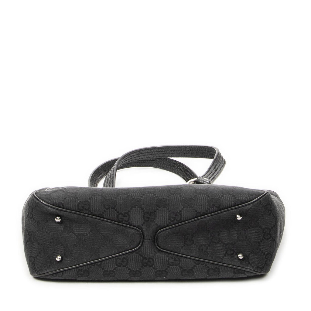 Gucci Small Shoulder Tote Black GG Canvas — view 6