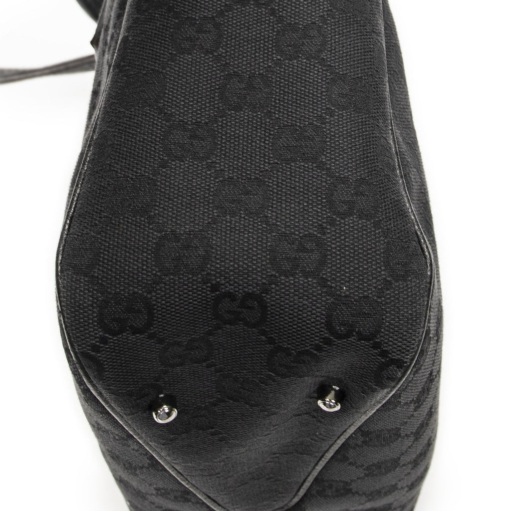 Gucci Small Shoulder Tote Black GG Canvas — view 7