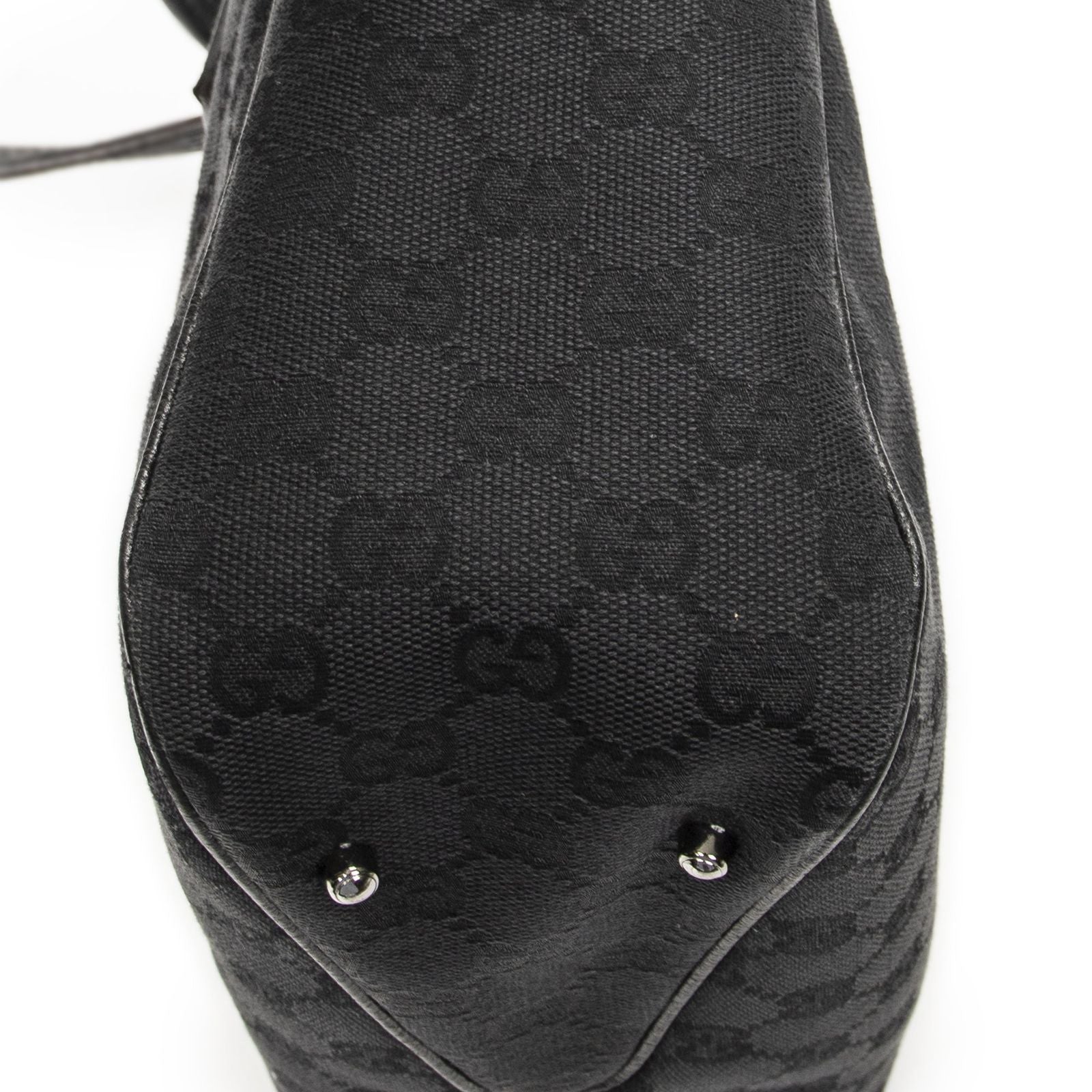 Gucci Small Shoulder Tote Black GG Canvas — view 7