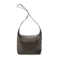 Celine Vintage Shoulder Zip Hobo Black Brown Macadam Canvas