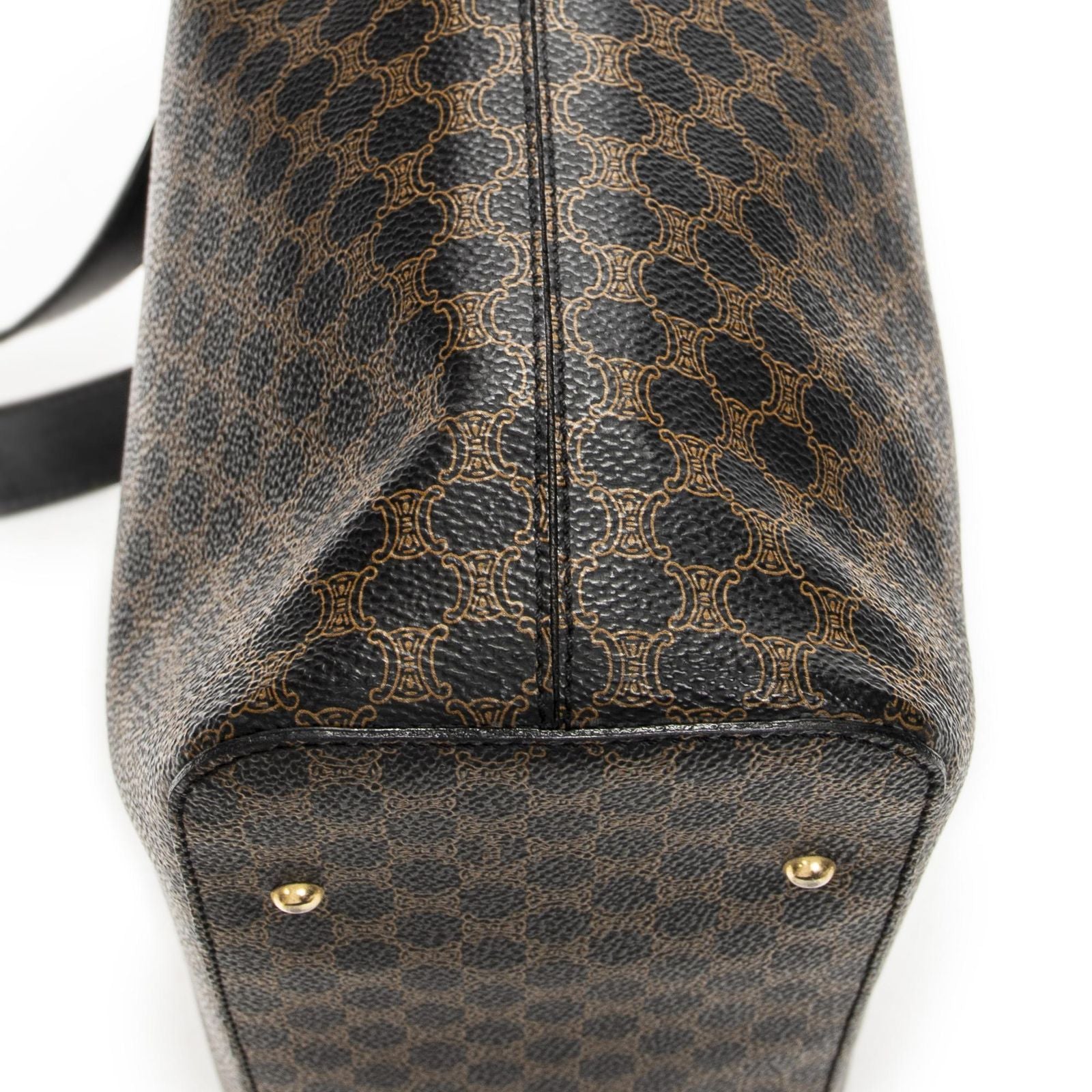 Celine Vintage Shoulder Zip Hobo Black Brown Macadam Canvas — view 7