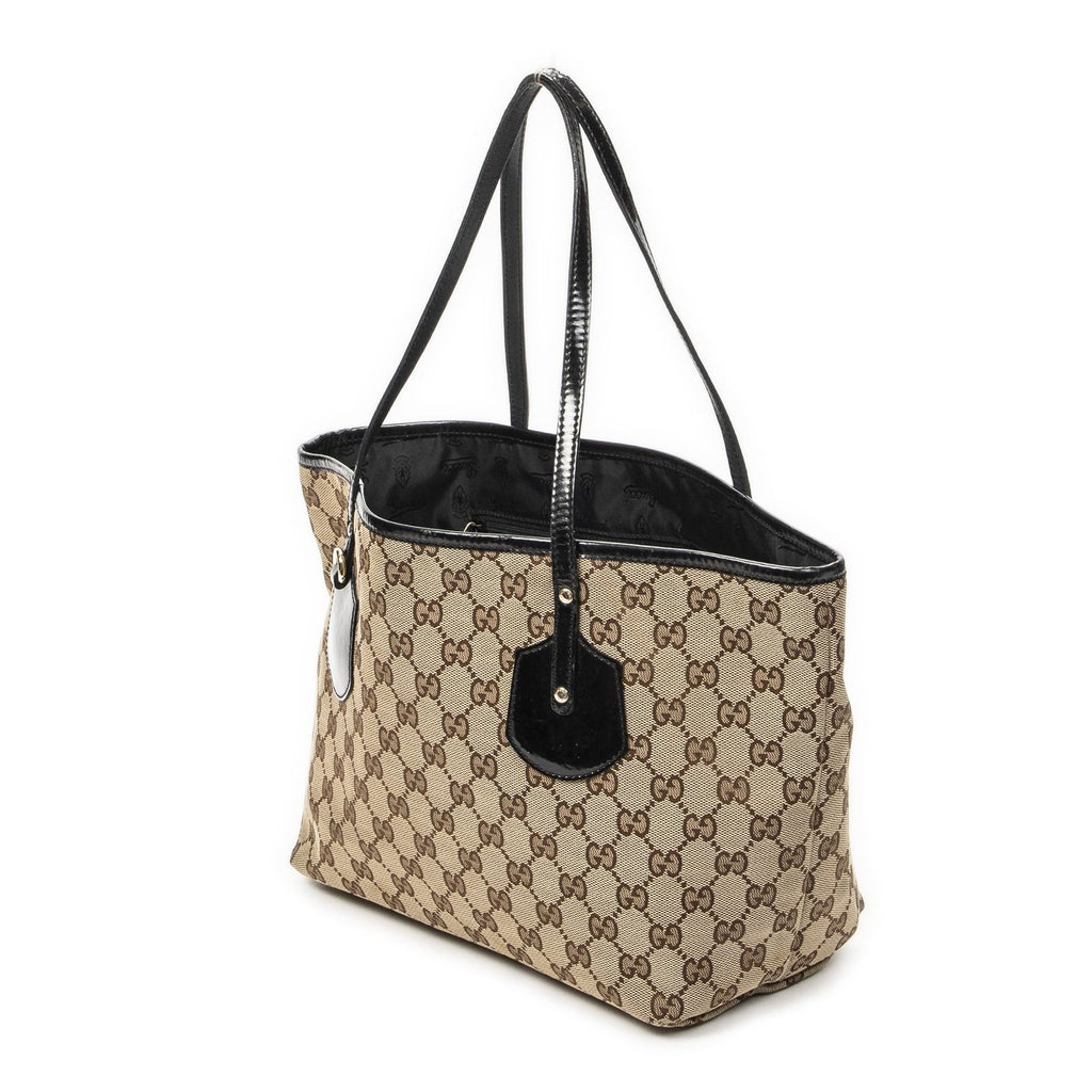 Gucci Serry Line Tote Black Beige GG Canvas — view 2