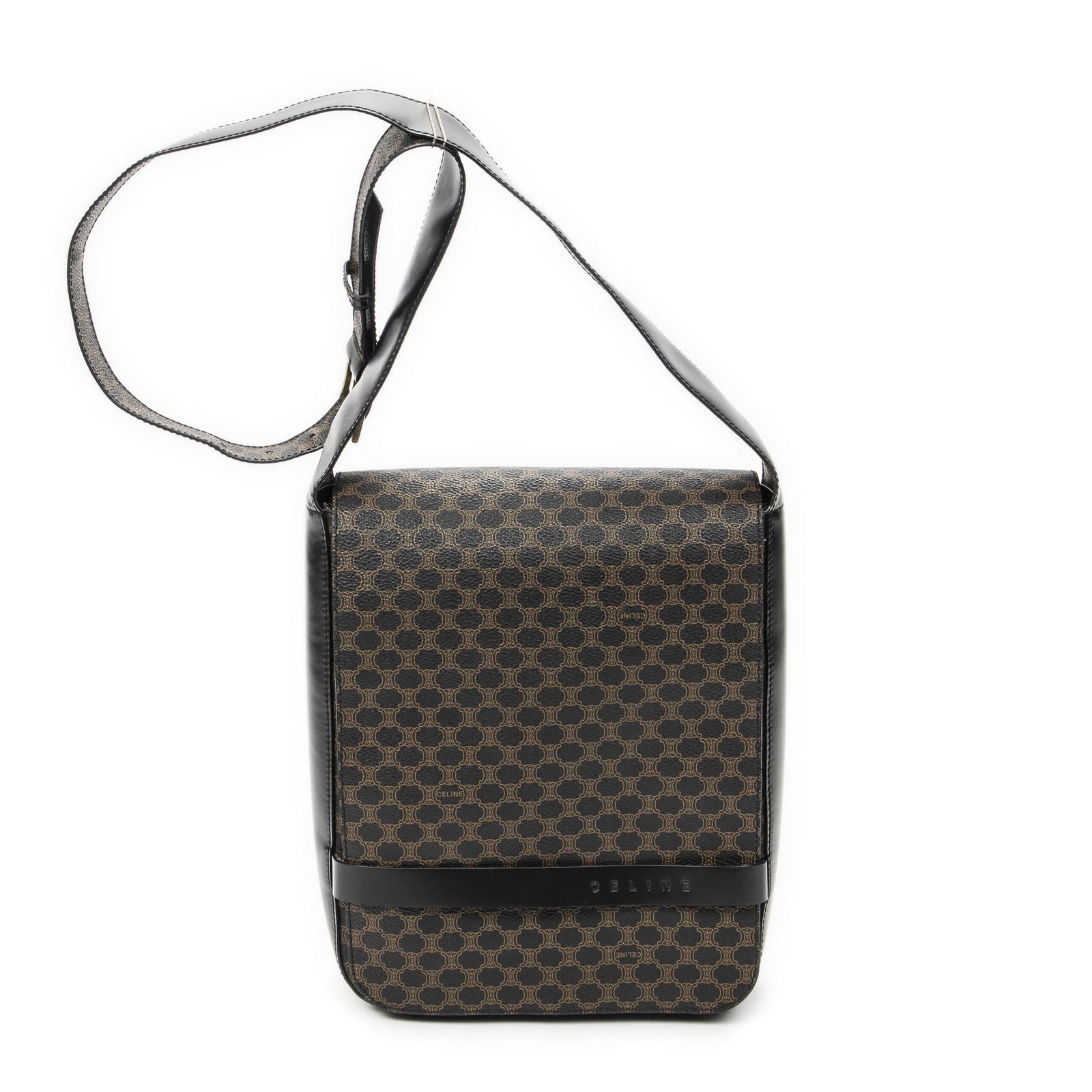 Celine Small Messenger Black Brown Macadam Canvas