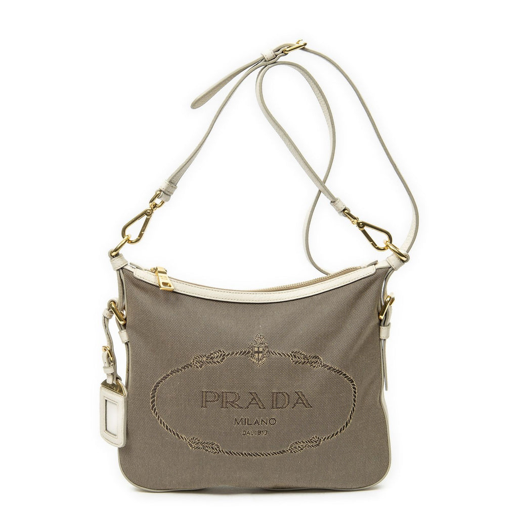 Prada Jaca Messenger Beige Ivory Dog Canvas Pet Accessory