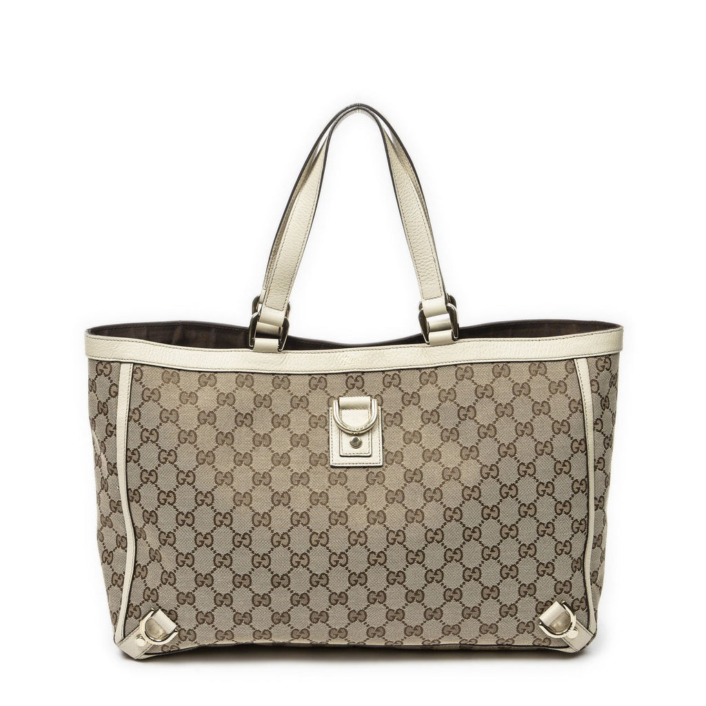 Gucci Large Abbey D Ring Tote Ivory Beige GG Canvas